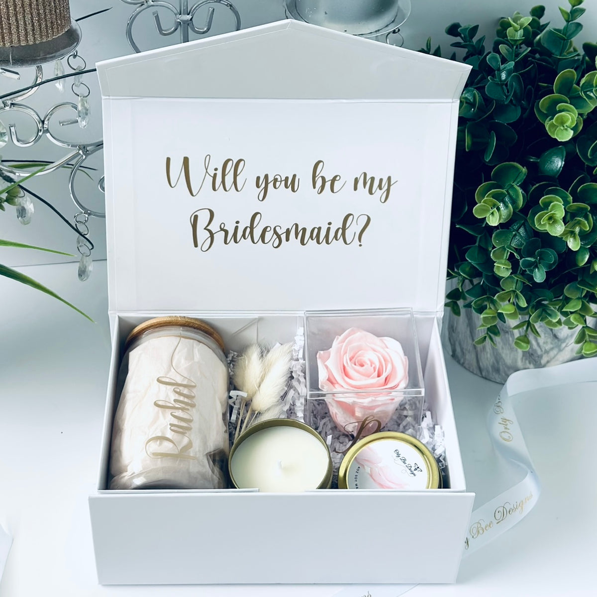 Personalized Bridesmaid Proposal Gift Box Set with Glass Tumble Orly Bee Designs