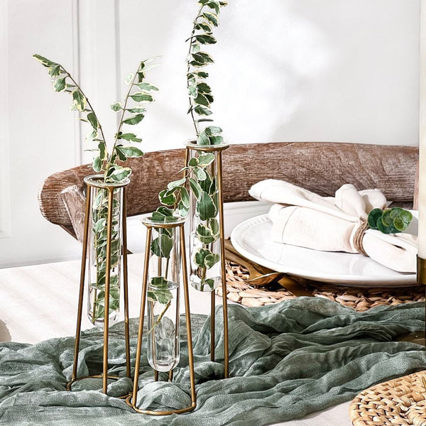 Glass Tube Flower Vase - Set of 3