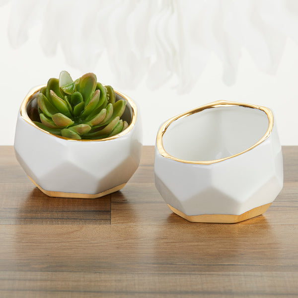 Small Geometric Ceramic Planter - Set of 2