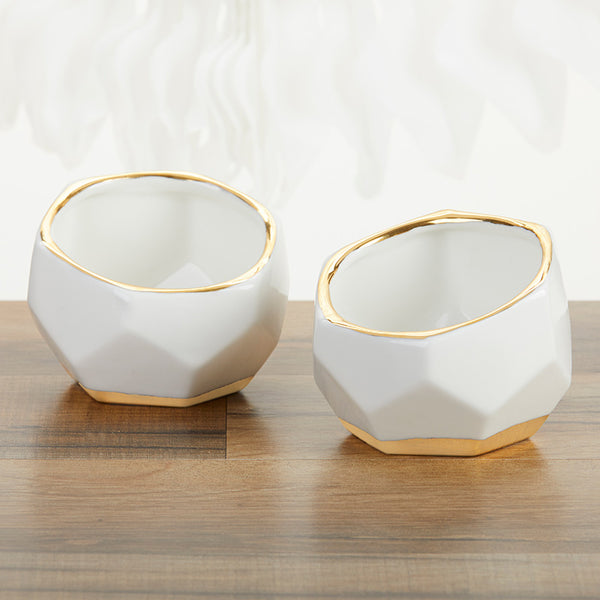 Small Geometric Ceramic Planter - Set of 2