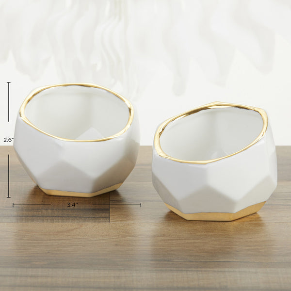 Small Geometric Ceramic Planter - Set of 2