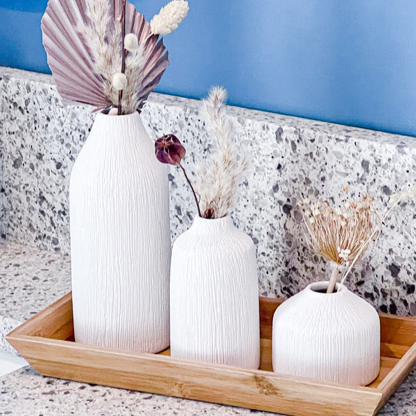Bud Vase-3 Piece Set White-Boho Vase