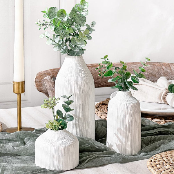 Bud Vase-3 Piece Set White-Boho Vase