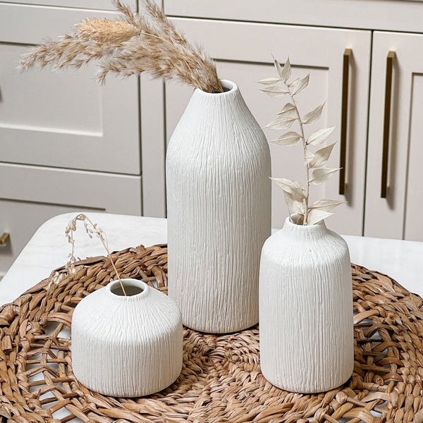 Bud Vase-3 Piece Set White-Boho Vase