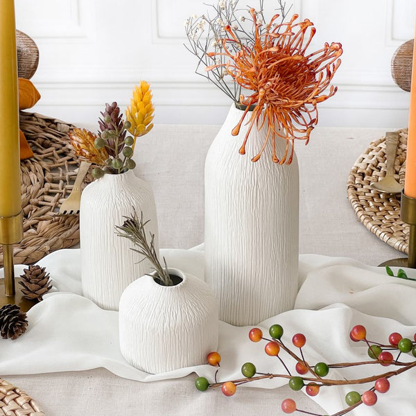 Bud Vase-3 Piece Set White-Boho Vase
