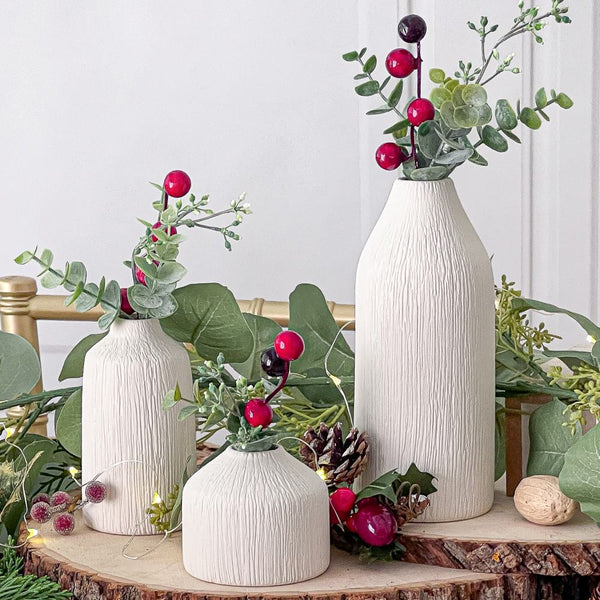 Bud Vase-3 Piece Set White-Boho Vase