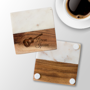 Personalized Marble Wood Coaster (Blank - Set of 4)