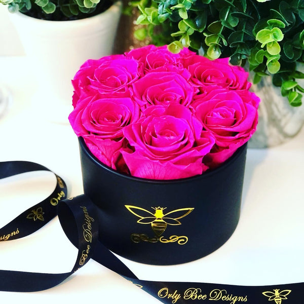 Small Round Rose Box -Black
