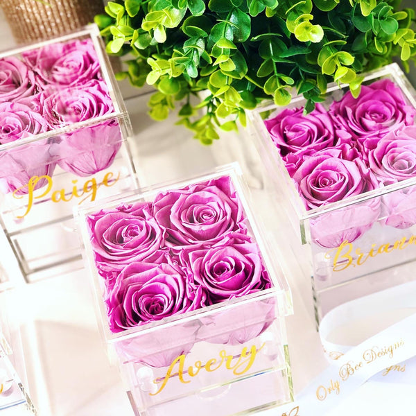 Jewelry Rose Box with Four Preserved Roses