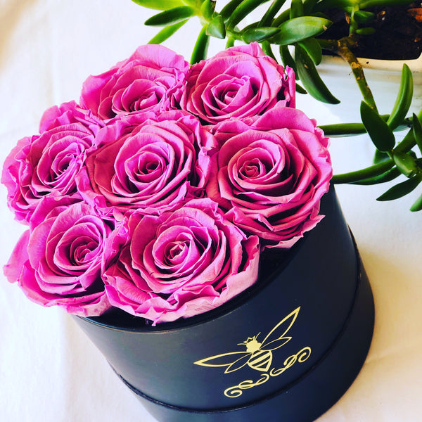 Small Round Rose Box -Black