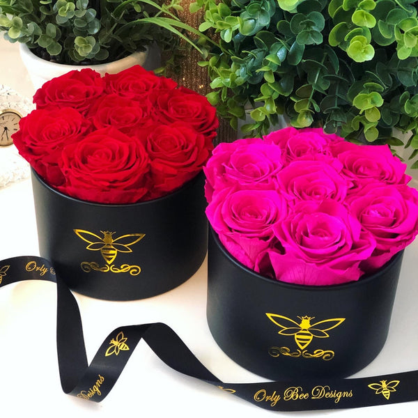 Small Round Rose Box -Black