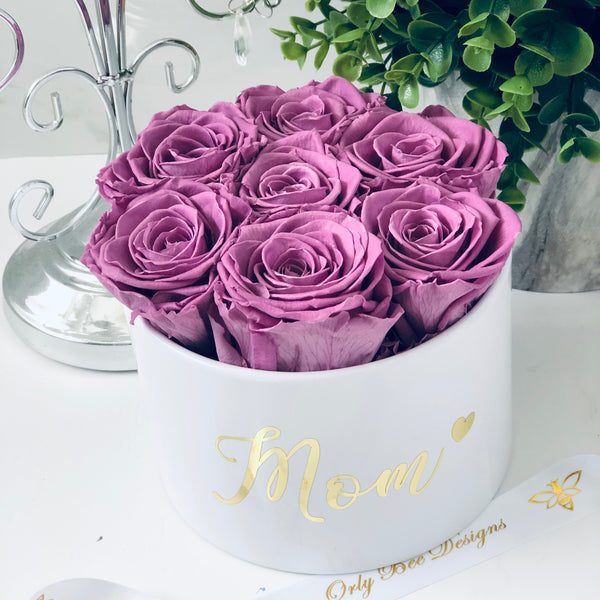 Small Round Rose Box -White