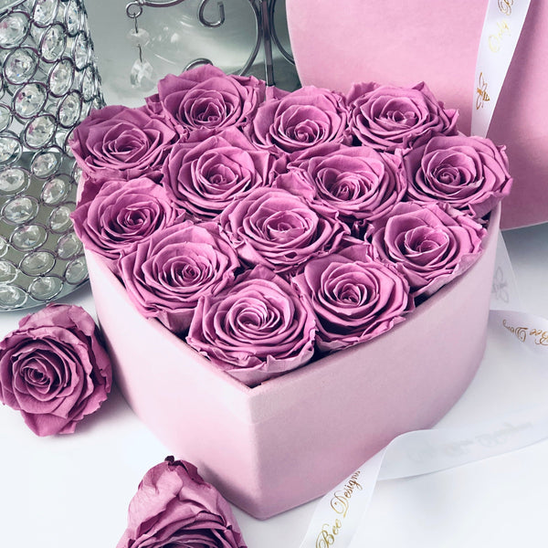 Velvet Heart Rose Box - Pink