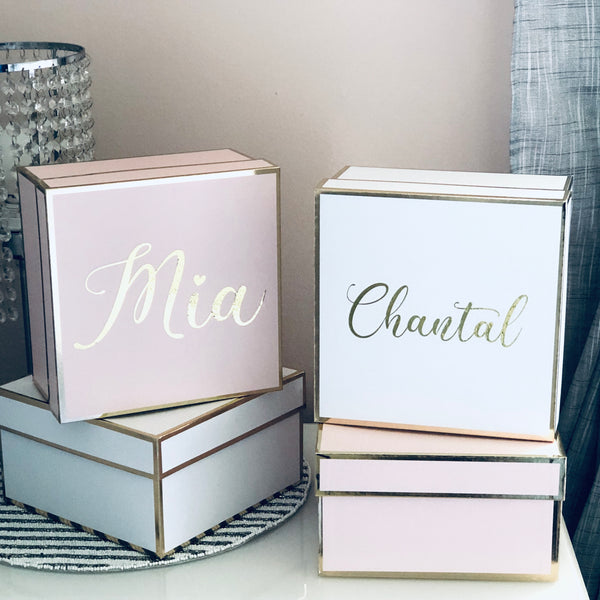 Personalized Two-Piece Gold Trim Keepsake Box for Special Occasions