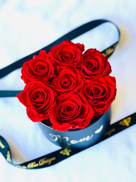 Small Round Rose Box -Black