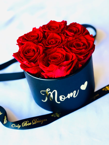 Small Round Rose Box -Black