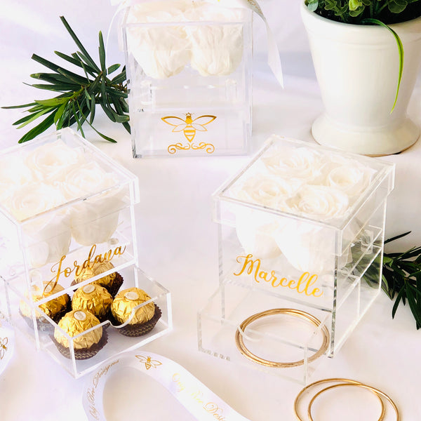 Jewelry Rose Box with Four Preserved Roses