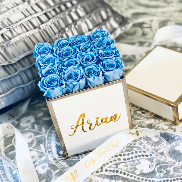 Personalized Preserved Rose Box with Mini Roses
