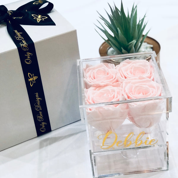 Jewelry Rose Box with Four Preserved Roses