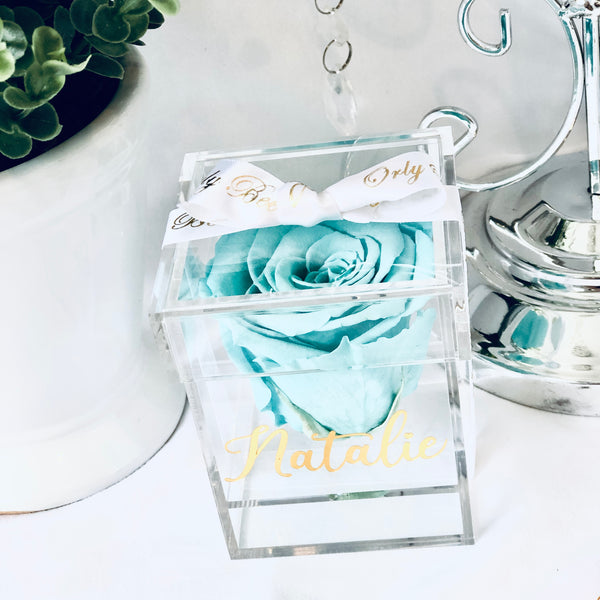 Preserved Rose in a Personalized Clear Box