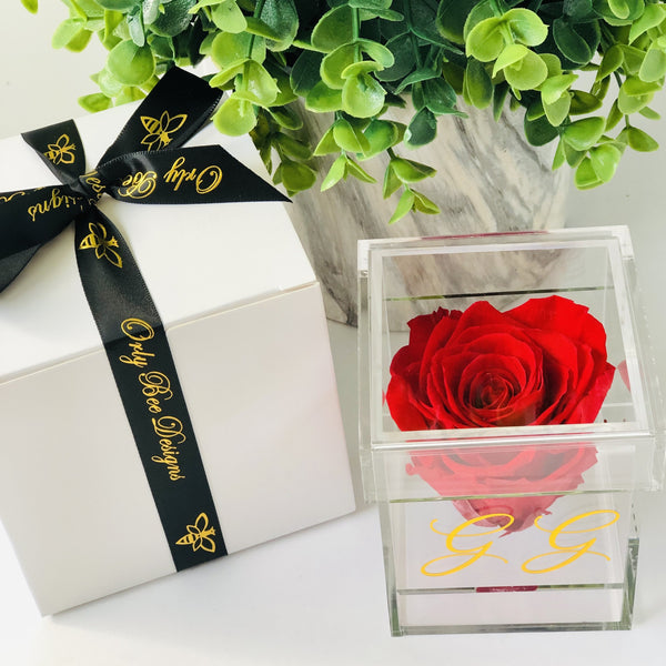 Preserved Rose in a Personalized Clear Box
