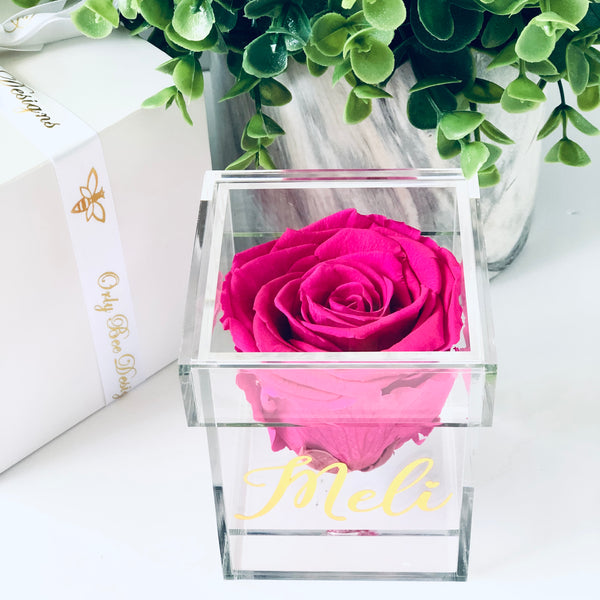 Preserved Rose in a Personalized Clear Box