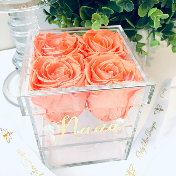 Jewelry Rose Box with Four Preserved Roses