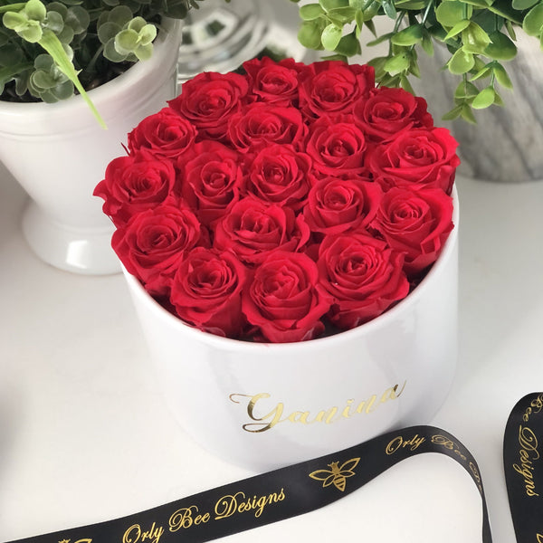 Mini Roses in a Personalized Box - Black