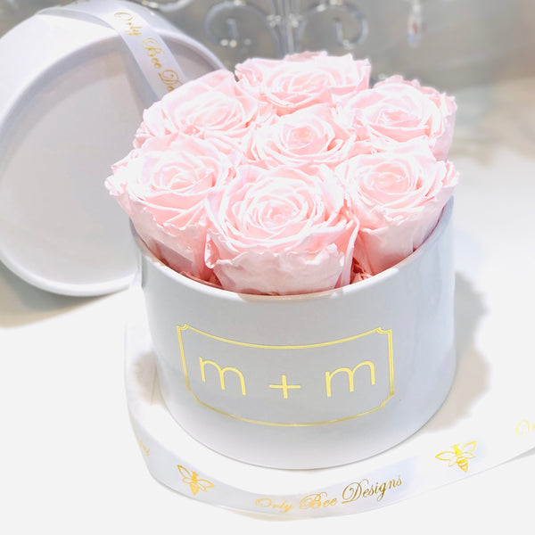 Small Round Rose Box -White