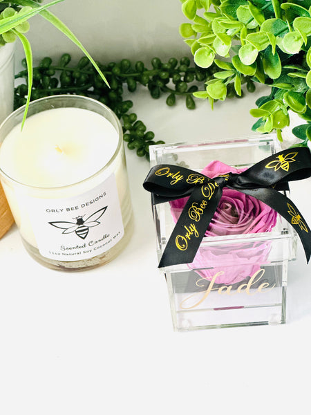 Single Rose Box with Scented Candle Gift Set - Personalized Gift Set