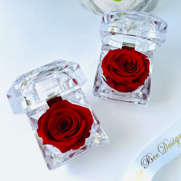 Ring Box with Preserved Red Rose- Personalized Gift