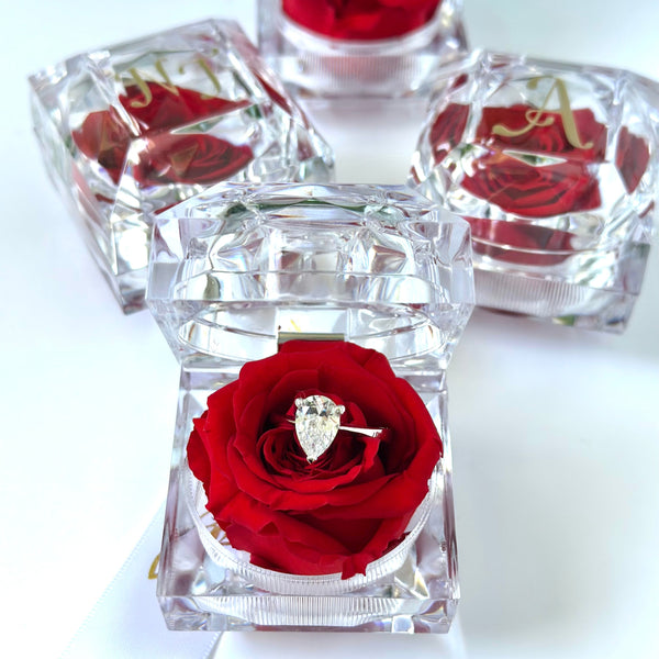 Ring Box with Preserved Red Rose- Personalized Gift