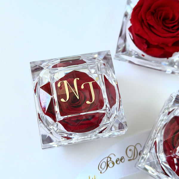 Ring Box with Preserved Red Rose- Personalized Gift