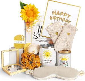 Happy Birthday-Personalized Gift Set with Unique Wine Glasses - Bright Yellow