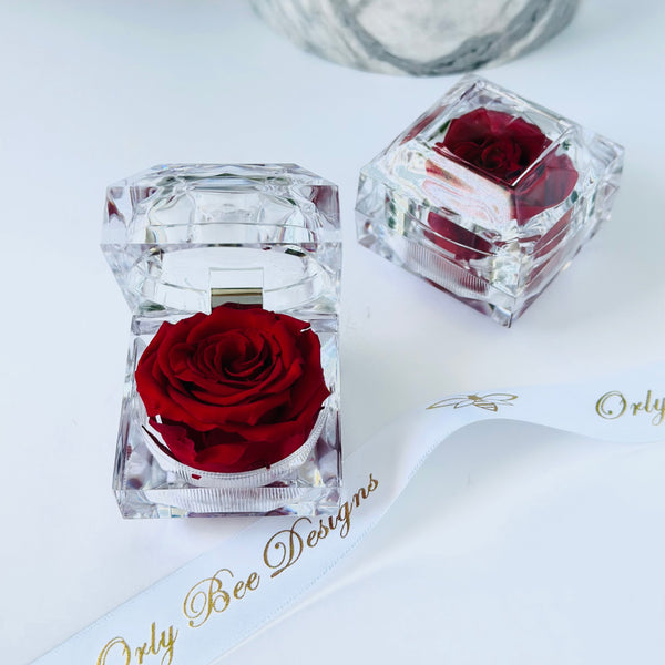 Ring Box with Preserved Red Rose- Personalized Gift