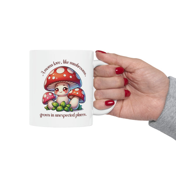 Coffee Mug with Mushroom Design - Unique 11oz Ceramic Drinkware for the Caffeine Enthusiast- Gift for Mom