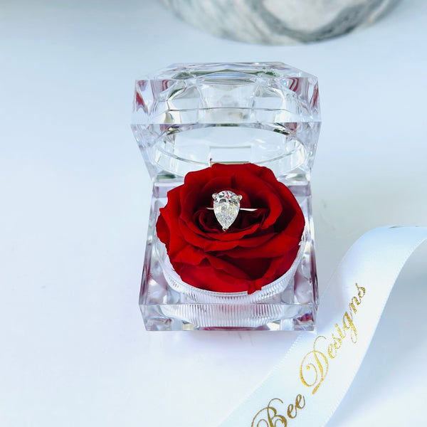 Ring Box with Preserved Red Rose- Personalized Gift