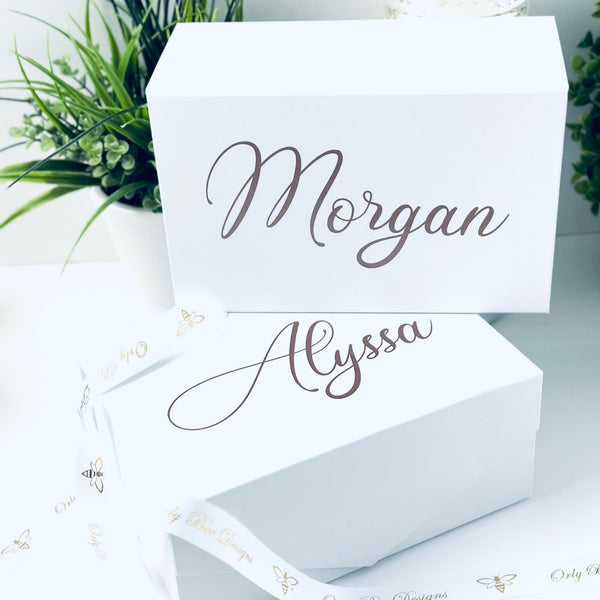 White Personalized Gift Box with Magnetic Closure
