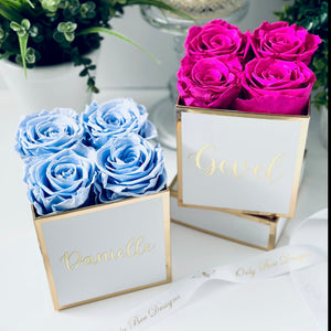 Preserved roses in a personalized box