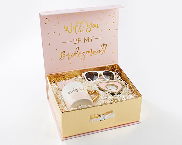 Proposal Box-Pink and Gold Will You Be My Bridesmaid