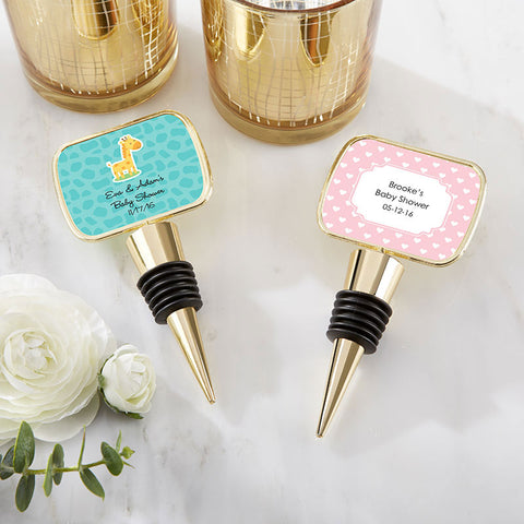 Bottle Stopper - Personalized Baby Shower Favors- Gold