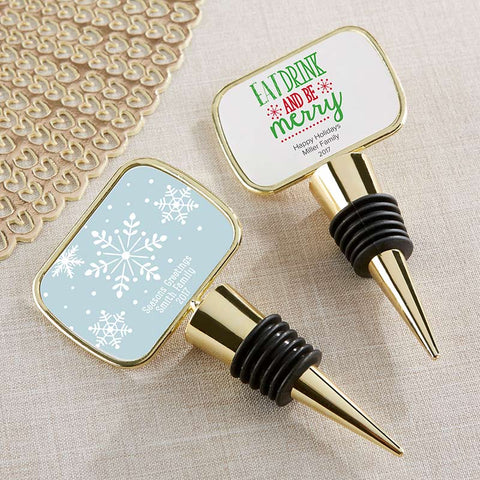 Bottle Stopper - Personalized Holiday Favors - Gold