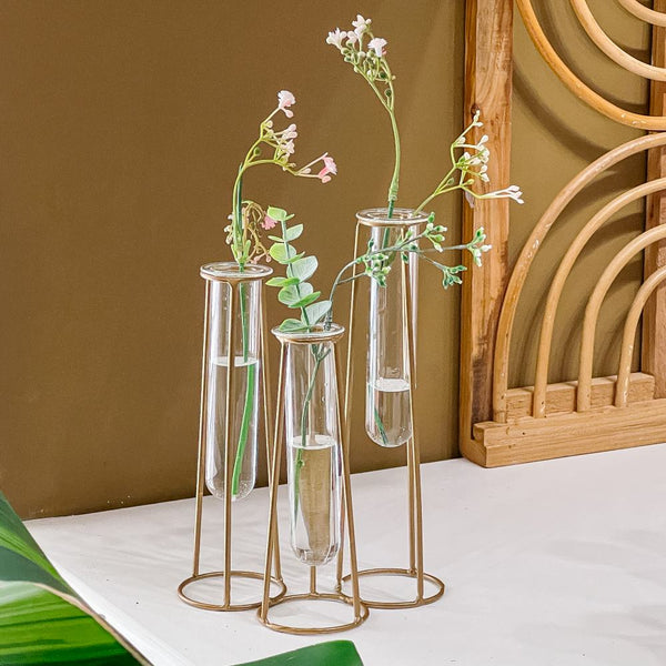 Glass Tube Flower Vase - Set of 3