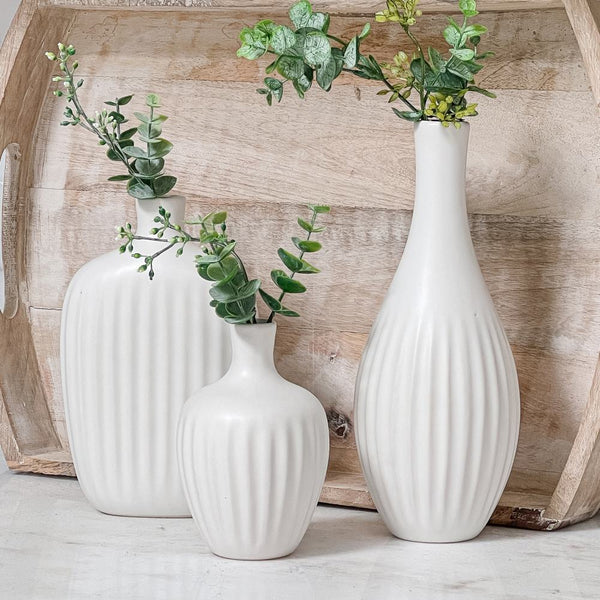 Minimalist White Texture Ceramic Vase Set of 3