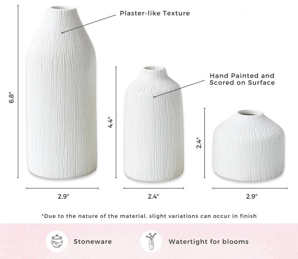 Bud Vase-3 Piece Set White-Boho Vase