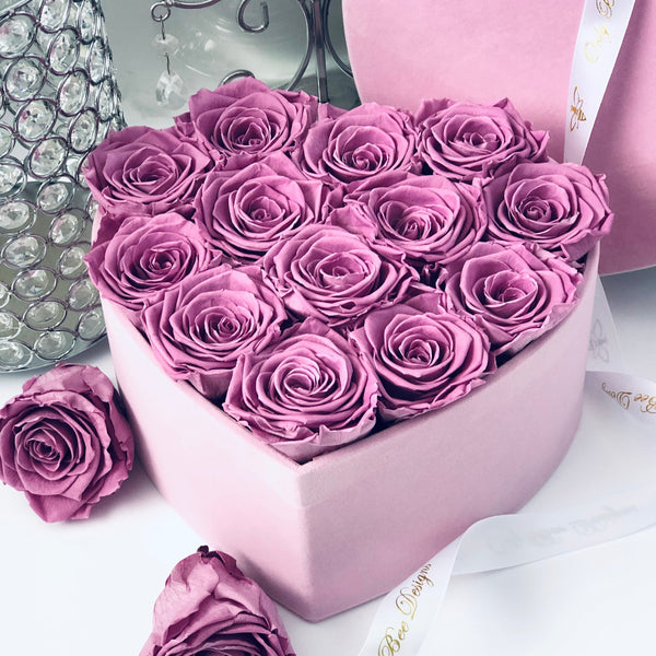 Velvet Heart Rose Box - Pink