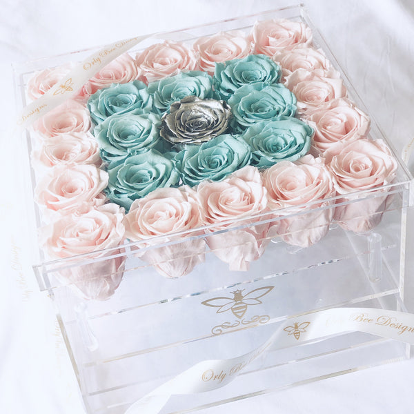 Real Roses in Acrylic Jewelry Storage Box in 4 Sizes