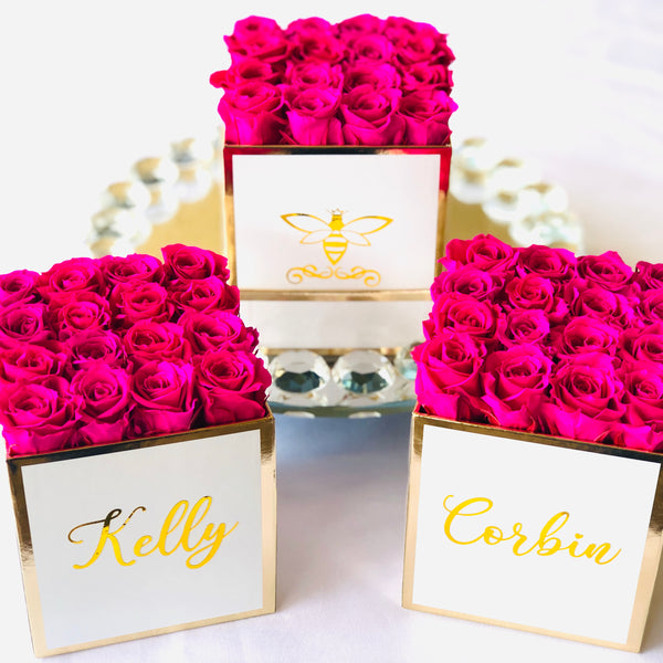 Personalized Preserved Rose Box with Mini Roses