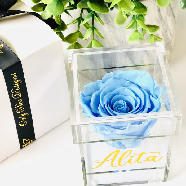 Preserved Rose in a Personalized Clear Box