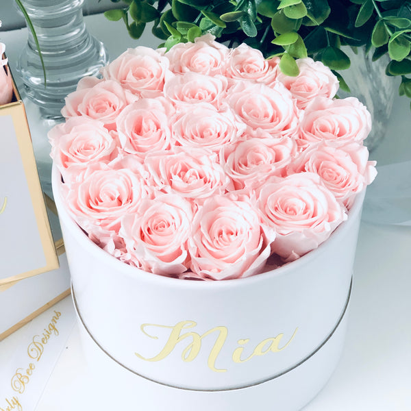 Mini Preserved Roses in a Personalized Box - White